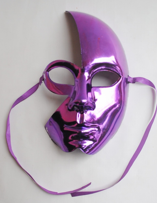 Plastic Half Face Mask Glitter Purple Male