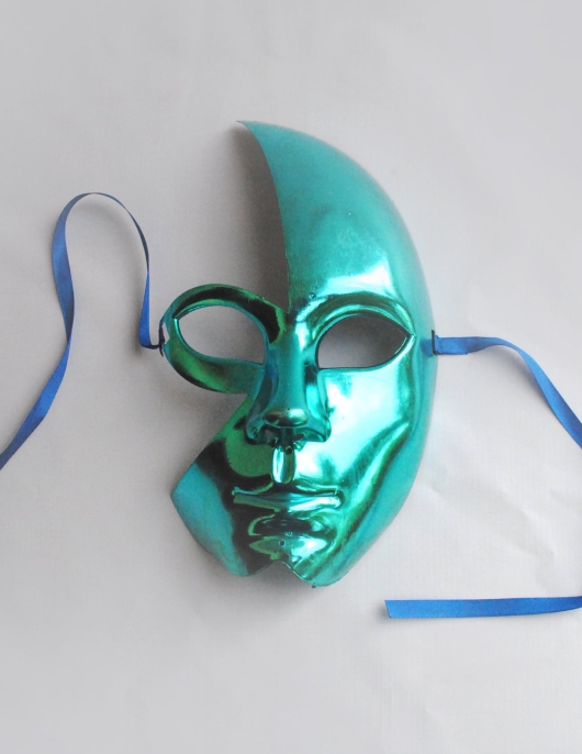 Plastic Half Face Mask Glitter Green Male