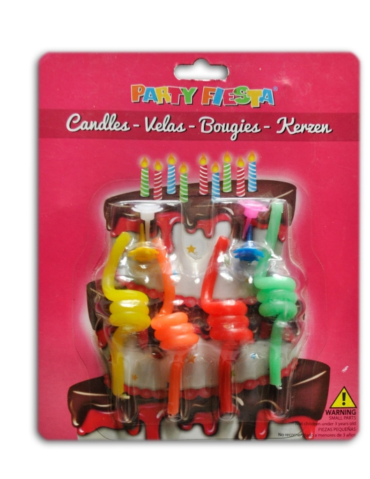 Assorted Color Spring Cake Candles With Holder 8pcs