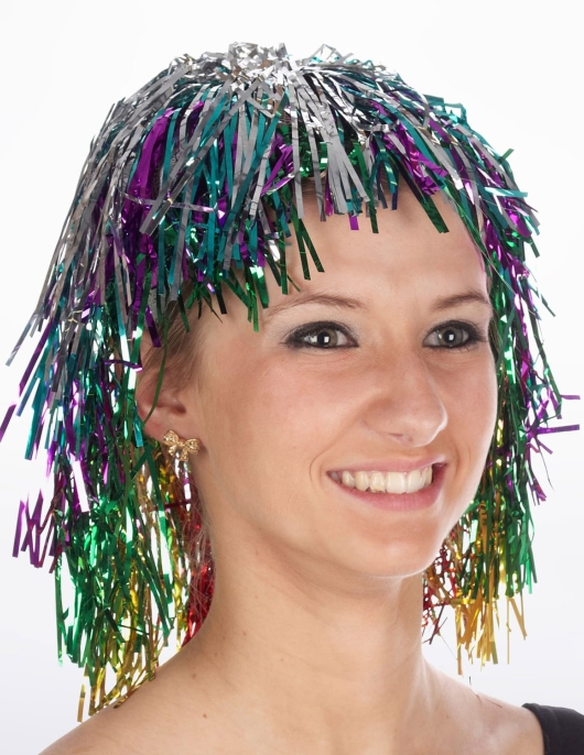 Multi Color Foil Tinsel Wig