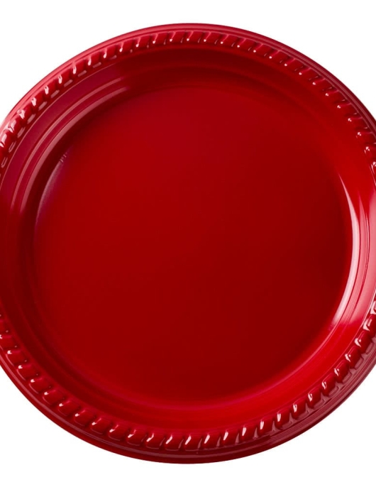 Red Round Plastic Deep Plates