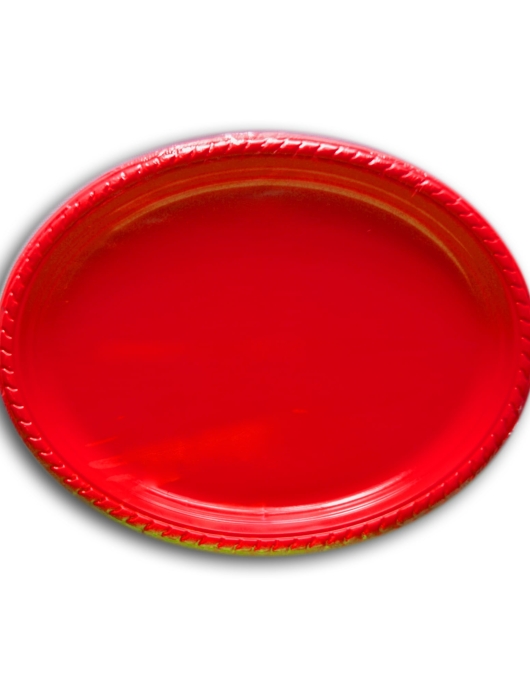 Red Oval Plastic Plates