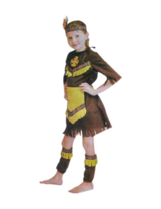 Red Indian Girl Kids Costume 