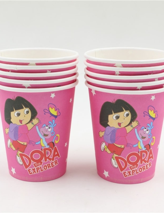 Dora Starry Pink Paper Cups 250ml