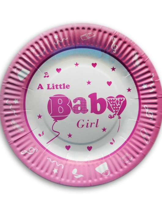 It's a Girl - Round Paper Plates 17.8 cm