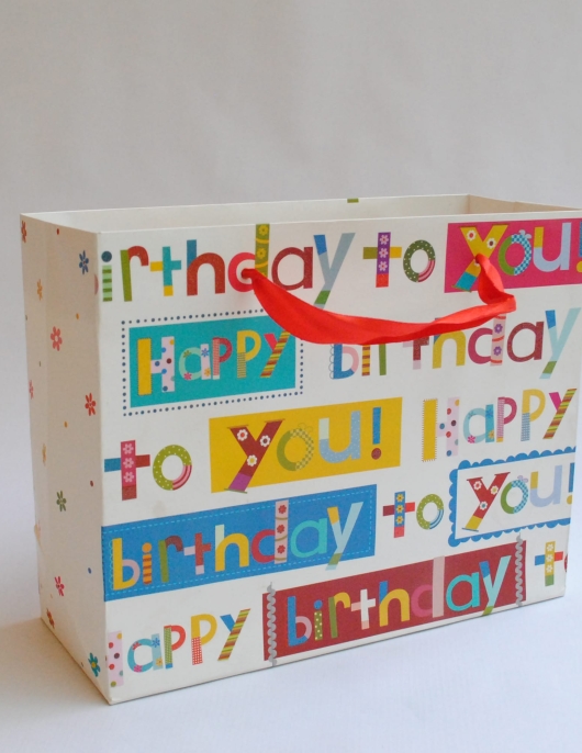 Happy Birthday To You White Gift Paper Bags 32 x 26 x 10cms