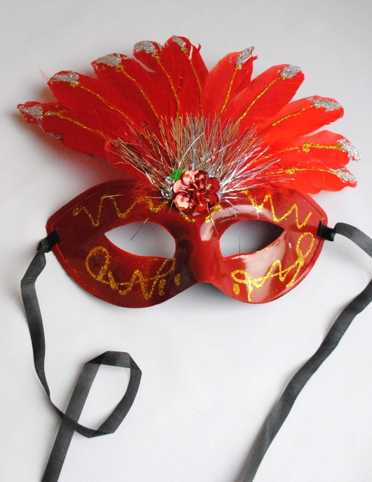 Girl Furr Mask Half Face Red