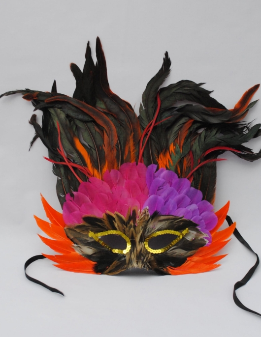 Girl Furr Full Head Mask Purple/ Orange
