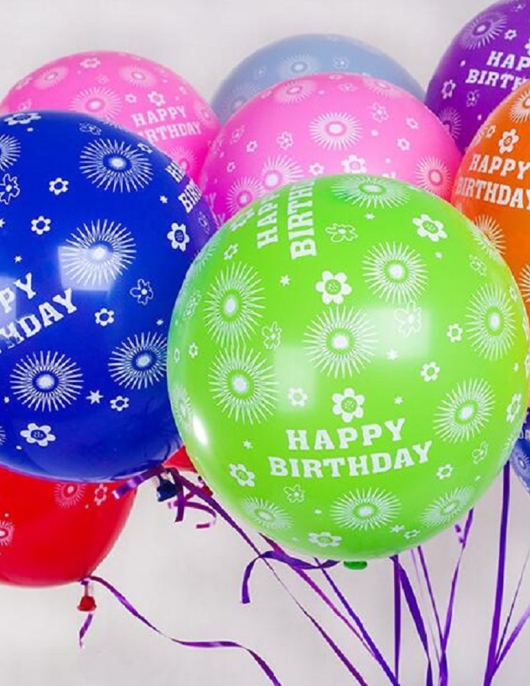 Happy Birthday Balloons Assorted Shape Printed 28cms 10pcs