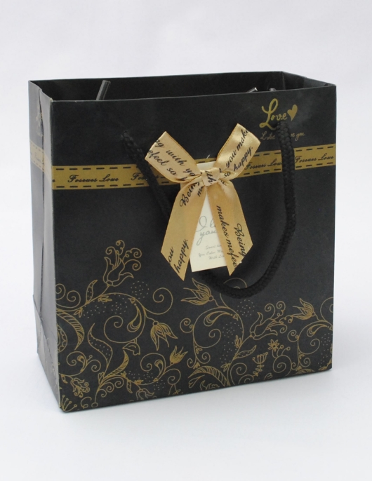 Black Love Gift Paper Bags 14.5 x 15 x 7cms