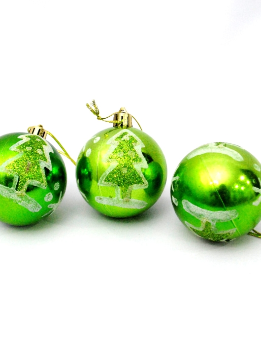 Green Metallic Christmas Decoration Balls 6pcs