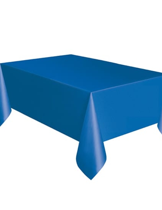 Blue Plastic Lined Table Cover 54 in x 108 in