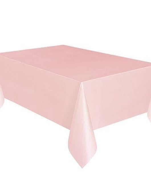 Pink Plastic Lined Table Cover 54 in x 108 in