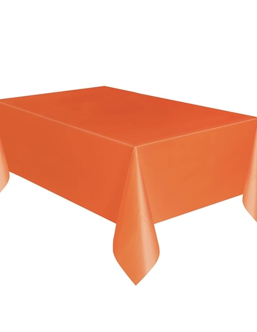 Orange Plastic Table Cover 54 in x 108 in