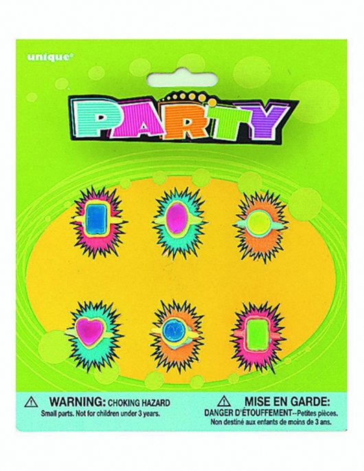 Girl's Plastic Assorted Shapes Rings 9 pcs
