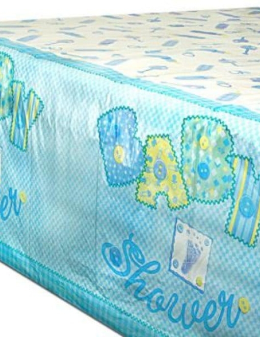 Plastic Table Cover Baby Blue Stitching 54" X 84"