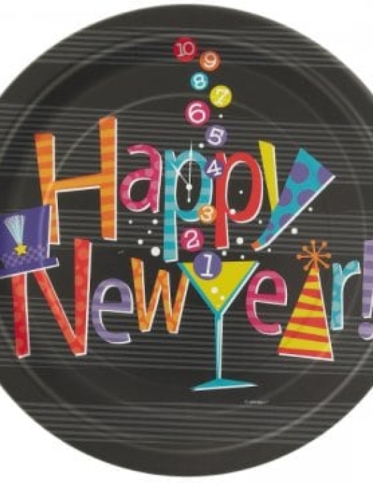 New Year Countdown Round Paper Plates 22.9cms