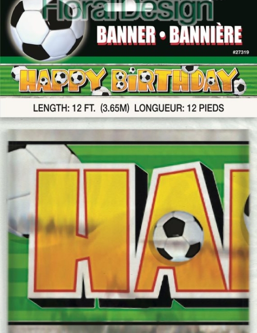 Soccer Glitz Happy Birthday Banner 3.65meter