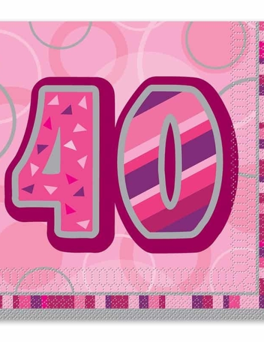 Glitz Happy 40th Birthday Paper Napkins 33 x 33cms