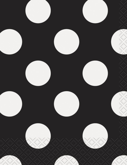 Black Polka Dots Paper Napkins 33 x 33 cm