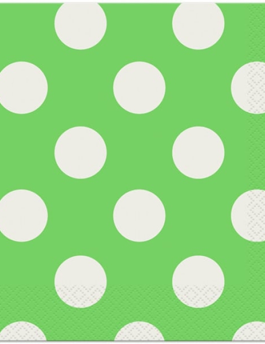 Green Lime Polka Dots Paper Napkins 33 x 33 cms