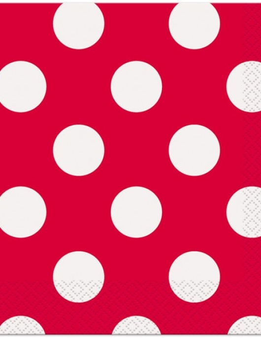 Red Polka Dots Paper Napkins 33 x 33 cms
