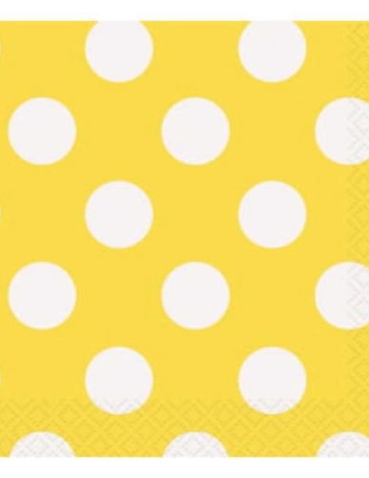 Yellow Sunshine Polka Dots Paper Napkins 33 x 33 cm