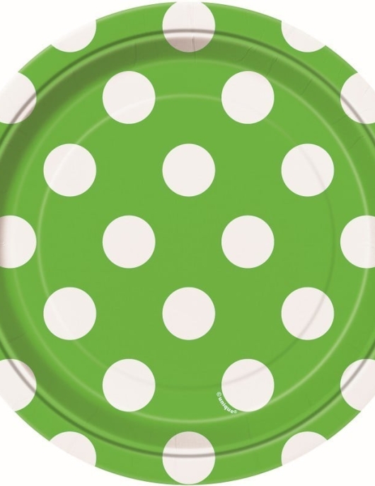 Green Polka Dot - Round Paper Plate 17.8 cm