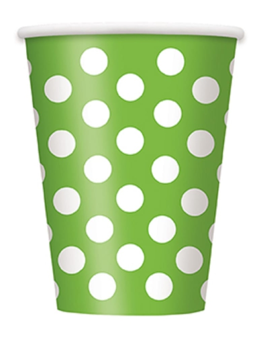 Green Lime Polka Dot Paper Cups 355 ml