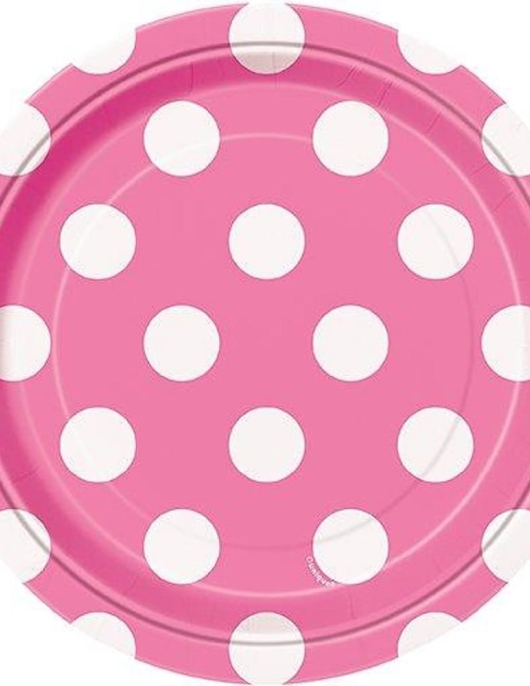  Pink Polka Dot - Round Paper Plate 17.8 cm