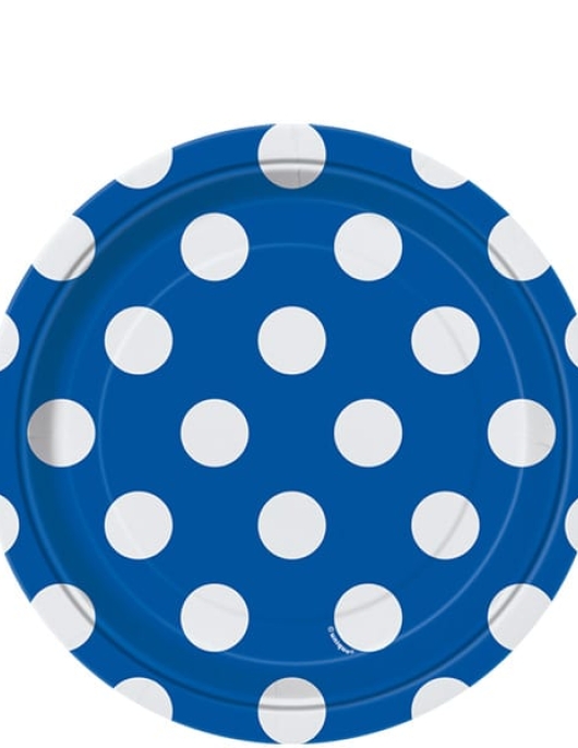 Blue Polka Dot - Round Paper Plates 17.8 cm