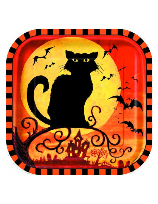 Halloween Spooky Hollow Square Paper Plates 17.8cms