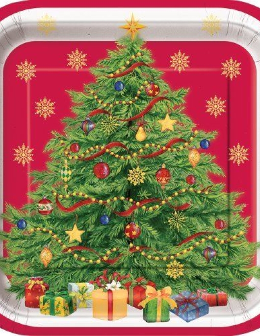 Christmas Starry Tree Square Paper Plates 22.9cms