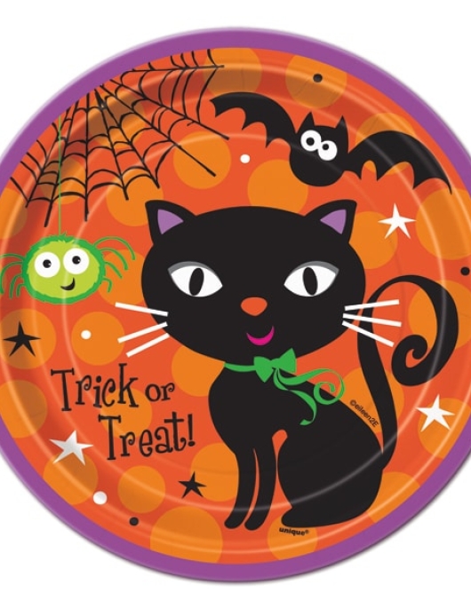 Halloween Trick or Treat Round Paper Plates 17.8cms