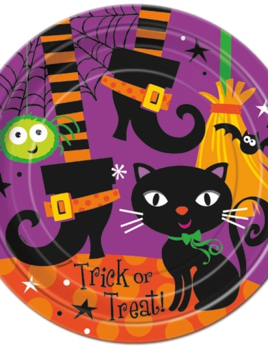 Halloween Trick or Treat Round Paper Plates 22.9cms