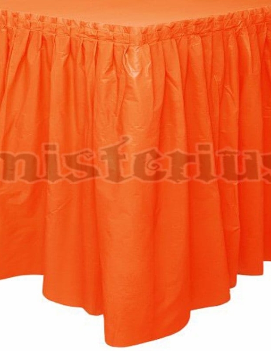 Orange Plastic Table Skirt 29 in x 14 ft
