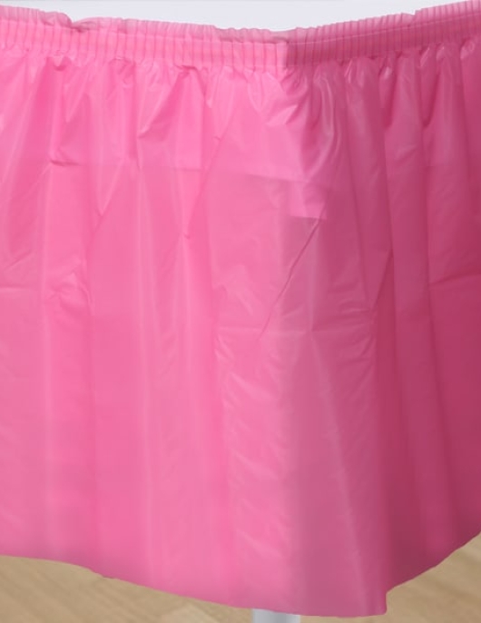 Pink Plastic Table Skirt 29 in x 14 ft 