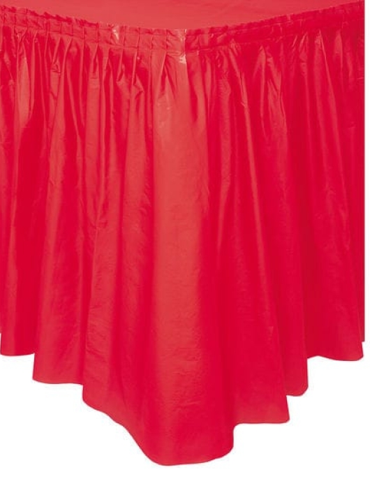 Red Plastic Table Skirt 29 in x 14 ft