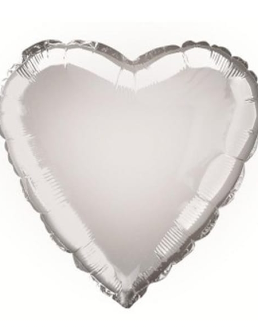 Silver Metallic Heart Shape Foil Balloon 18inches