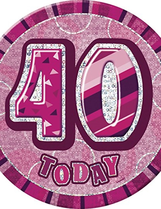 Badge Large Pink Glitz Number 40
