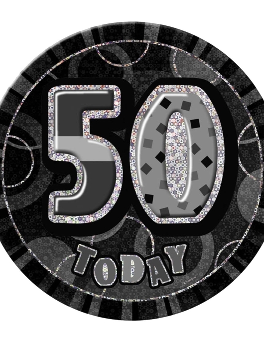 Badge Large Black Glitz Number 50