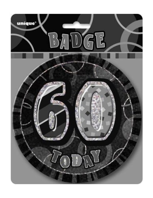Badge Large Black Glitz Number 60