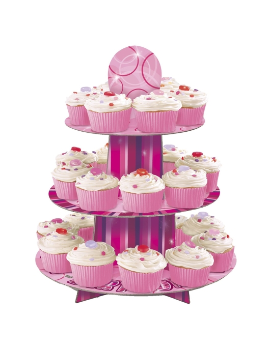 Happy Birthday Pink Glitz 3 Floor Cupcake Stand 1pcs