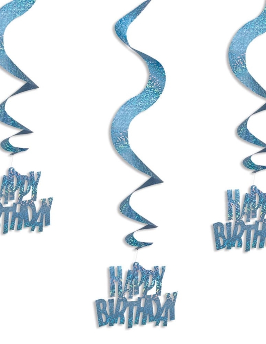 Happy Birthday Hanging Swirl Decoration - 6 pcs