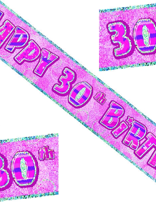 Glitz Happy 30th Birthday Foil Pink Banner 3.6meter