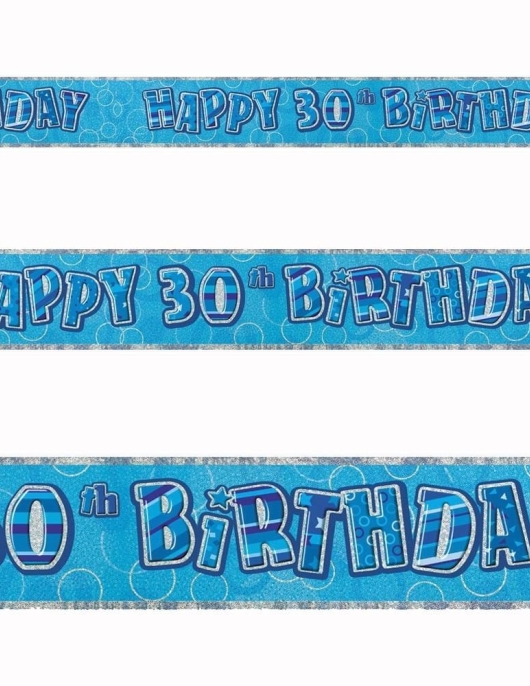Glitz Happy 30th Birthday Foil Blue Banner 3.6meter