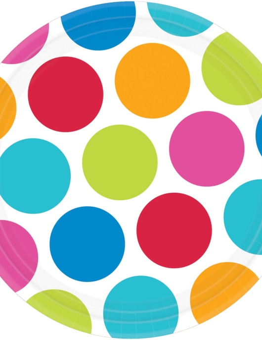 Multi-Color Polka Dot Round Paper Plates 26.7 cm