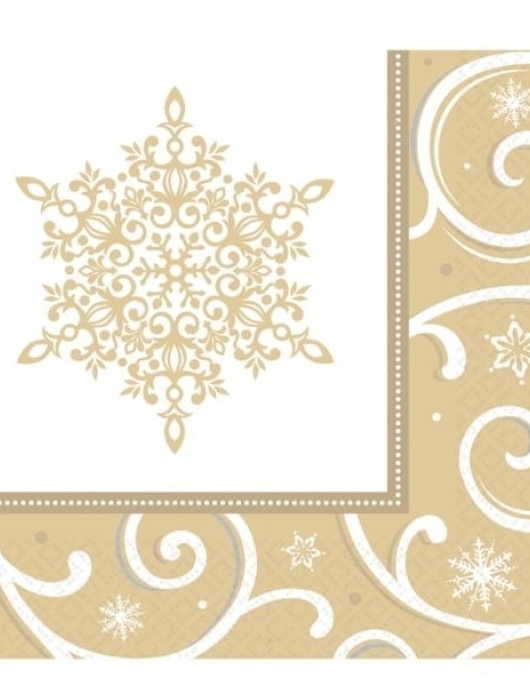 Gold Snow Flake Napkins 32.7 cm x 32.7 cm