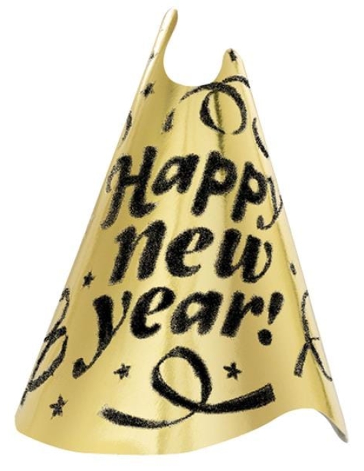 Golden Happy New Year Paper Hat 1pcs