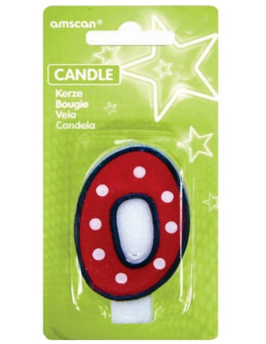 White Dots Numeral #0 Birthday Candle